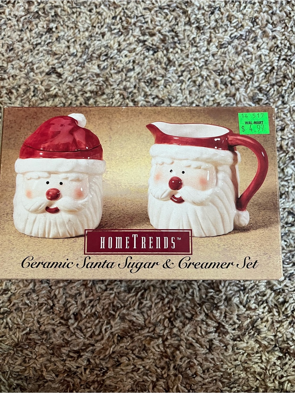 HomeTrends Vtg Style Ceramic Santa Sugar & Creamer Set in Original Box